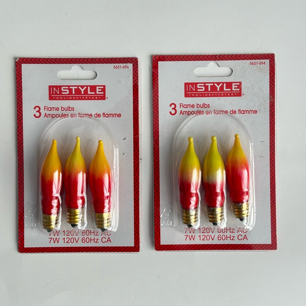 InStyle Flame Light Bulbs 3 Pack 7W 120V Decorative Flame Shape Holiday Set of 2